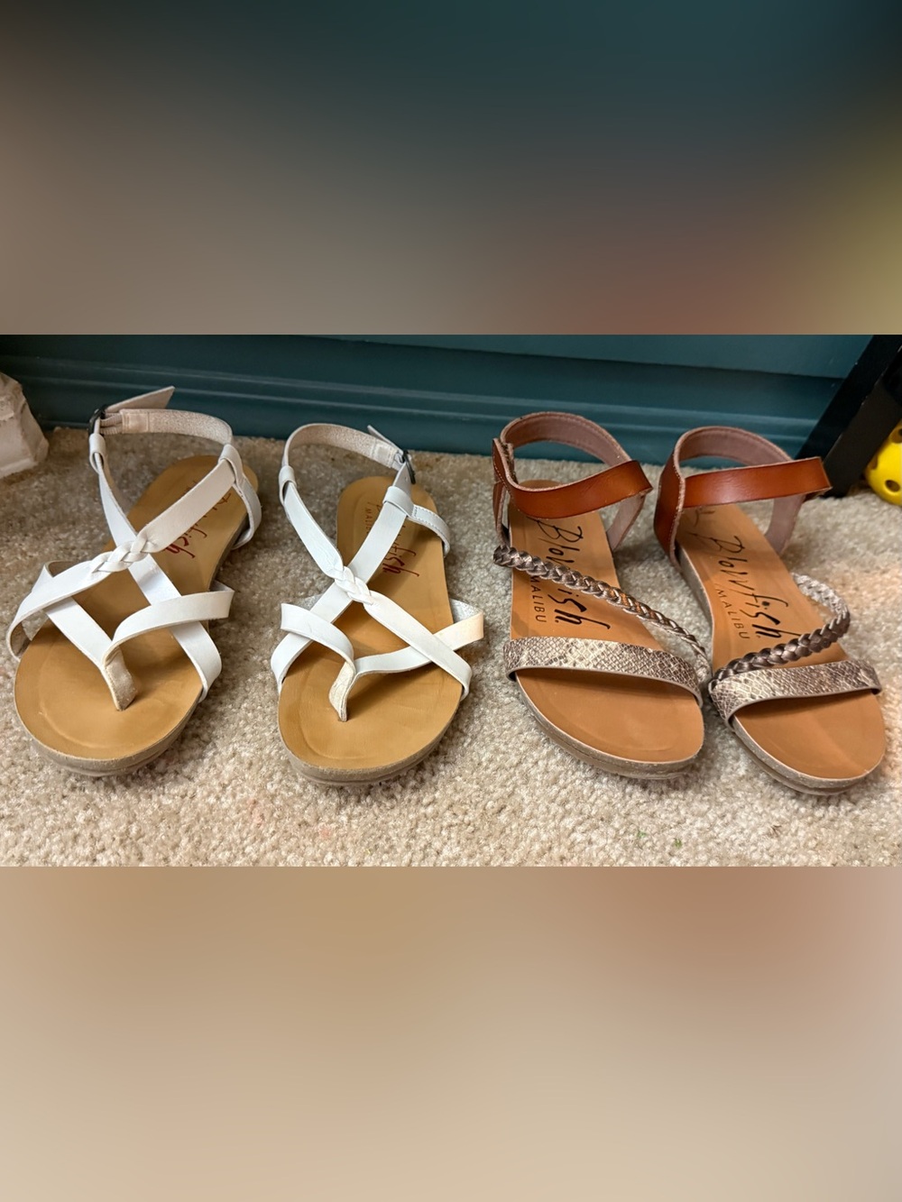 Girls' White and brown pair Strap Slingback Sandals